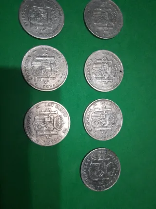 Lote 7 Duros Plata Alfonso XIII
