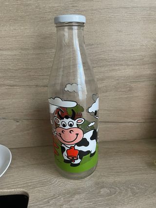 Botella de vidrio pintada a mano Vintage