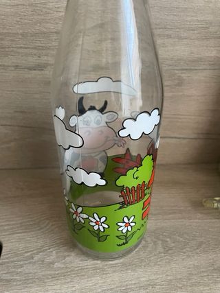 Botella de vidrio pintada a mano Vintage