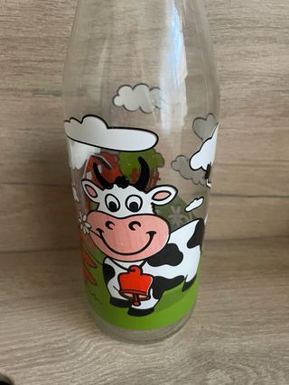 Botella de vidrio pintada a mano Vintage