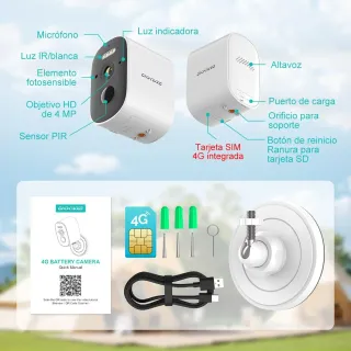 Cámara Vigilancia 4G Batería 2.5K CKKIVAD