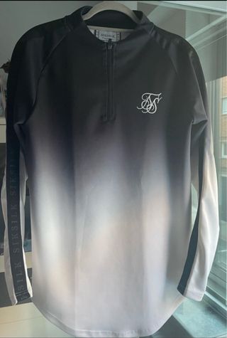 Sudadera cremallera blanca y negra SikSilk- TallaM