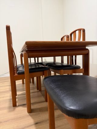 Mesa comedor extensible y 6 sillas madera