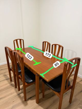 Mesa comedor extensible y 6 sillas madera