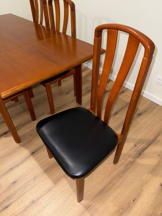 Mesa comedor extensible y 6 sillas madera