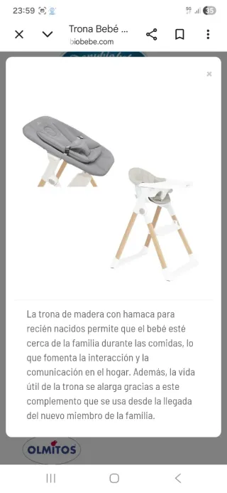 Trona madera + hamaca Olmitos gris