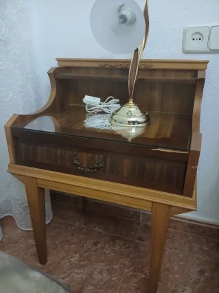 Conjunto Mesitas Noche Madera Antigua.