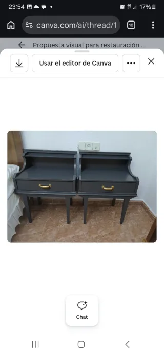 Conjunto Mesitas Noche Madera Antigua.