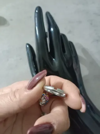 Anello campanella acciaio con ciondolo floreale