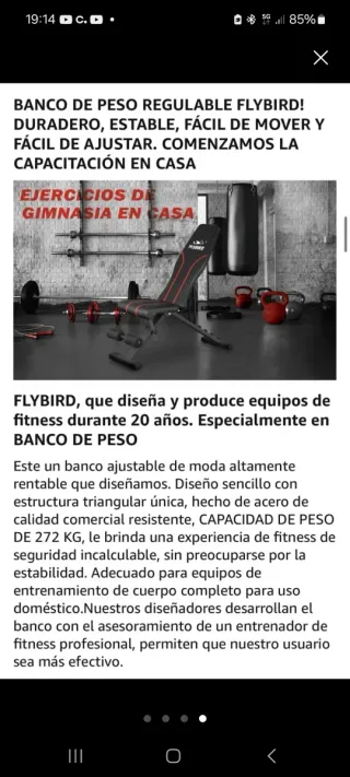 Banco de Pesas Ajustable FLYBIRD + Mancuernas