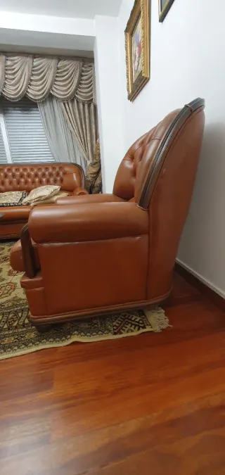 Sofá de piel marrón clásico 1,90x1mx0,75 80x1mx0,7