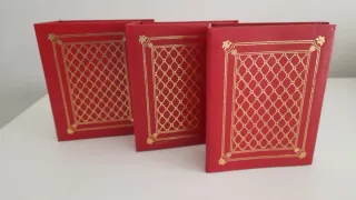 3 Álbunes de Fotos Rojos con Diseño Dorado