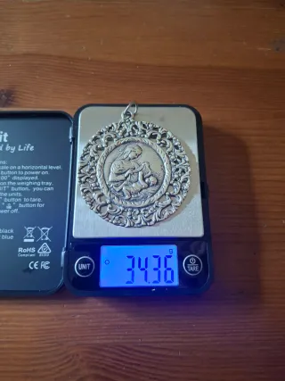 Medalla Plata 925 Virgen con Niño 34g