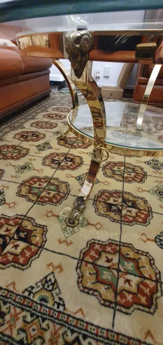 Mesa de centro cristal y metal dorado(En A Coruña)