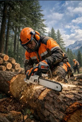 Poda y limpieza de campos con motosierra
