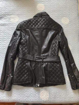 Chaqueta Piel Mango Negra Mujer