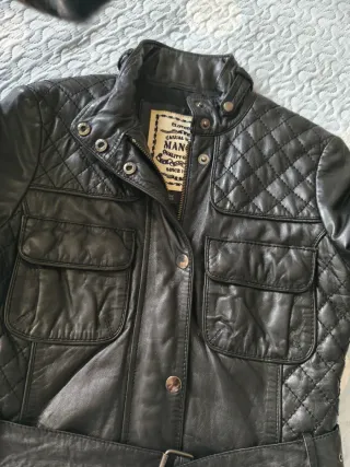 Chaqueta Piel Mango Negra Mujer