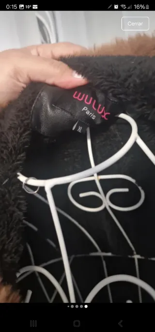 Abrigo Piel Marrón y Negro con Cinturón