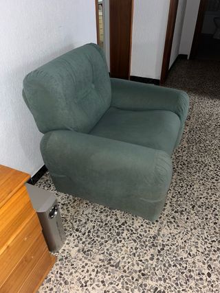 Sofá y 2 sillones tela verde