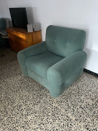 Sofá y 2 sillones tela verde