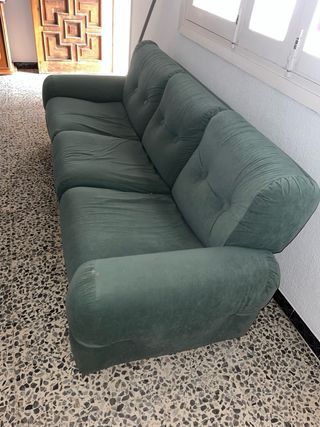 Sofá y 2 sillones tela verde