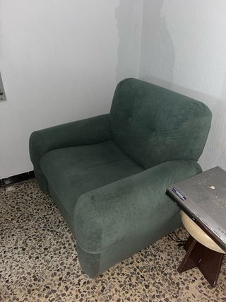 Sofá y 2 sillones tela verde