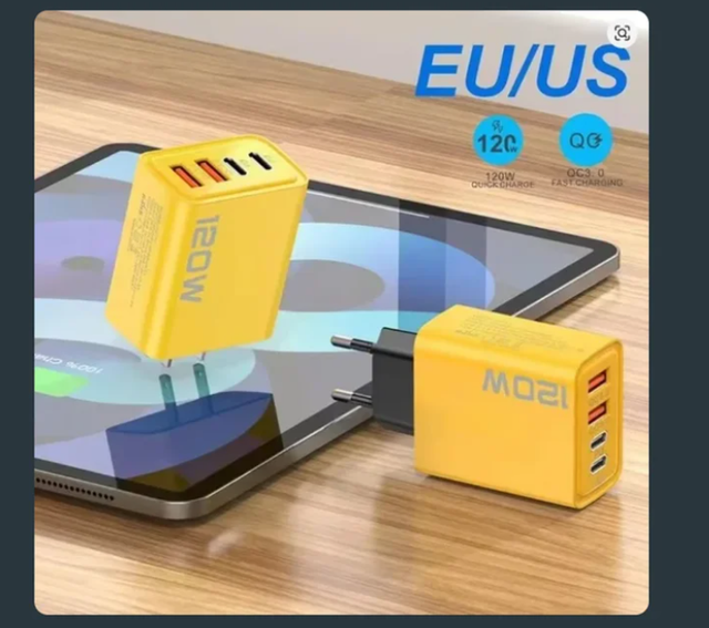 Cargador USB 120W 4 Puertos EU/US