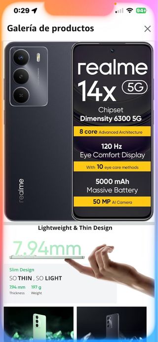 Realme 14x 5G 256GB Negro/Gris