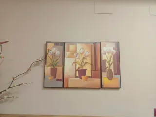 Lienzo de flores en madera