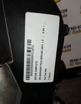Volkswagen 91058 motor aee polo berlina (6n1) 1.6