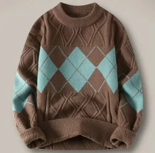 Jersey de rombos marrón y azul