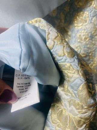 Vestido de fiesta azul y dorado Carla Ruiz