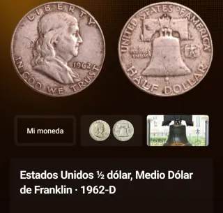Moneda 1/2 Dólar Franklin 1962-D