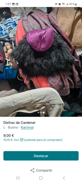 Disfraz Cardenal Karnival Talla L