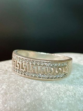 Anillo estilo azteca en plata 925 con circonitas