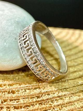 Anillo estilo azteca en plata 925 con circonitas