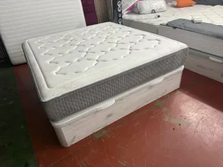 180x200 KING SIZE CANAPE BLANCO ARTICO CON COLCHO