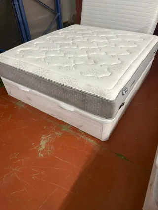 180x200 KING SIZE CANAPE BLANCO ARTICO CON COLCHO