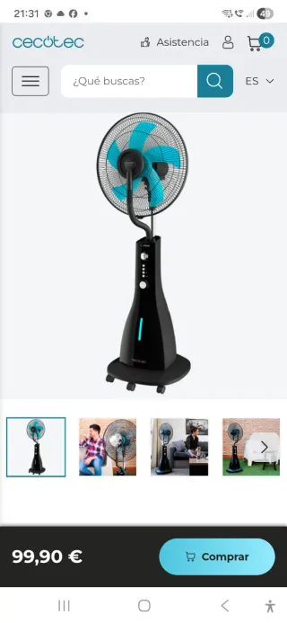 Ventilador nebulizador de agua