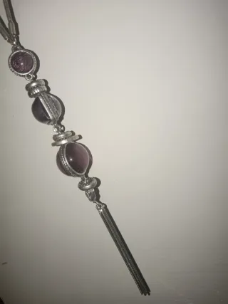 Collar largo de plata con piedras moradas - nuevo
