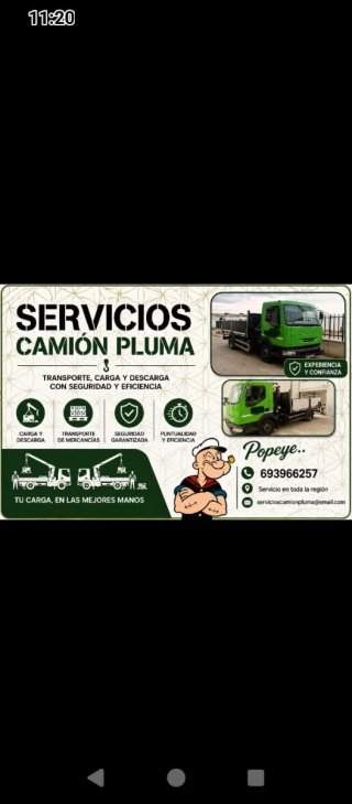 Transporte con grúa autocargante