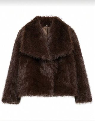Abrigo pelo sintético grueso marrón