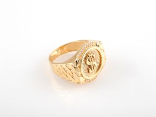 sello oro 18k con piedra con circonita