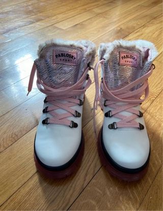 Botas Pablosky Niña Talla 35 - Piel Blanca y Rosa