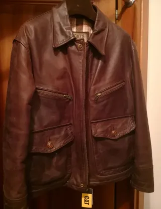 Giacca Pelle Vintage Caterpillar Marrone