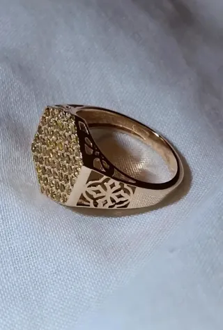 Anillo Oro Rosa 14k Pavé