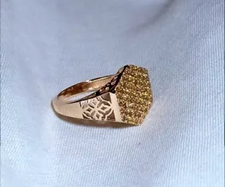 Anillo Oro Rosa 14k Pavé