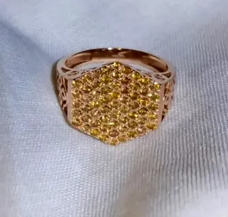 Anillo Oro Rosa 14k Pavé
