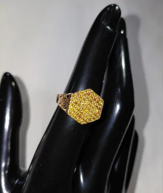 Anillo Oro Rosa 14k Pavé