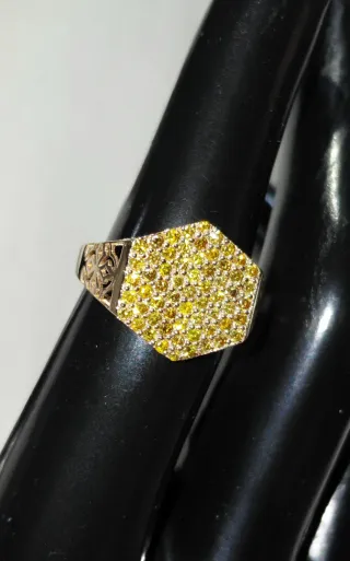 Anillo Oro Rosa 14k Pavé